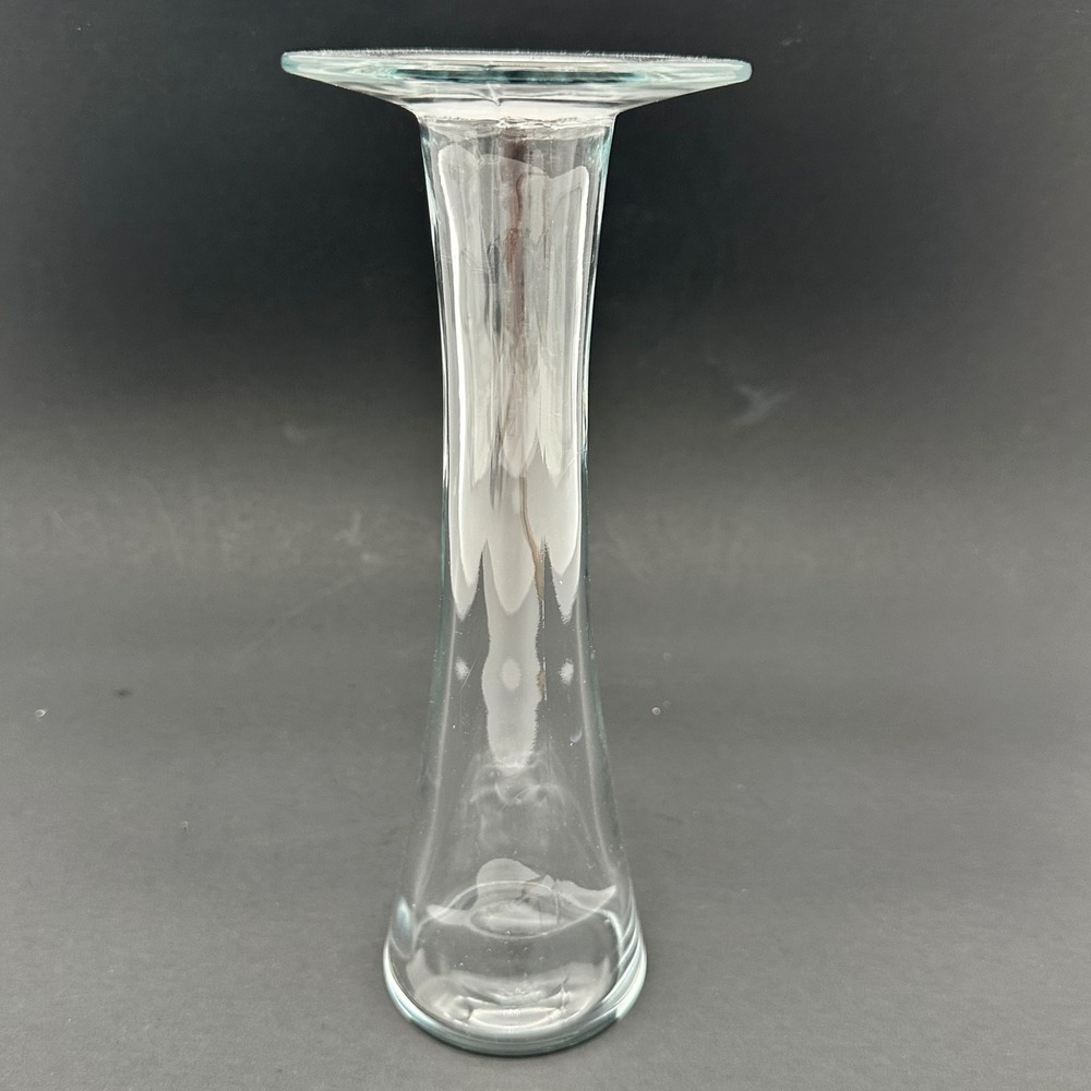 Glass Bud Vase 8.5 Inch Clear Trumpet Flared Rim Centerpiece